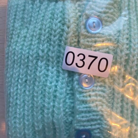 Vintage Handmade Baby toddler Mint Green Button Down Hoodie With Mittens NWOT - Picture 9 of 9